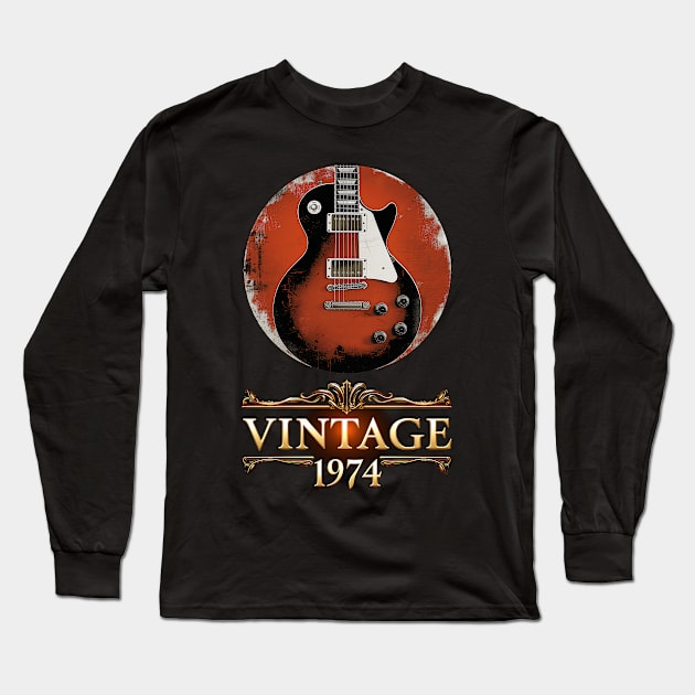 1974 Vintage Guitar - 50th Birthday Gift Long Sleeve T-Shirt by Completely Mental